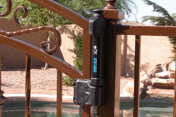 Magna-Latch on an Iron Pool Safety Fence and Gate