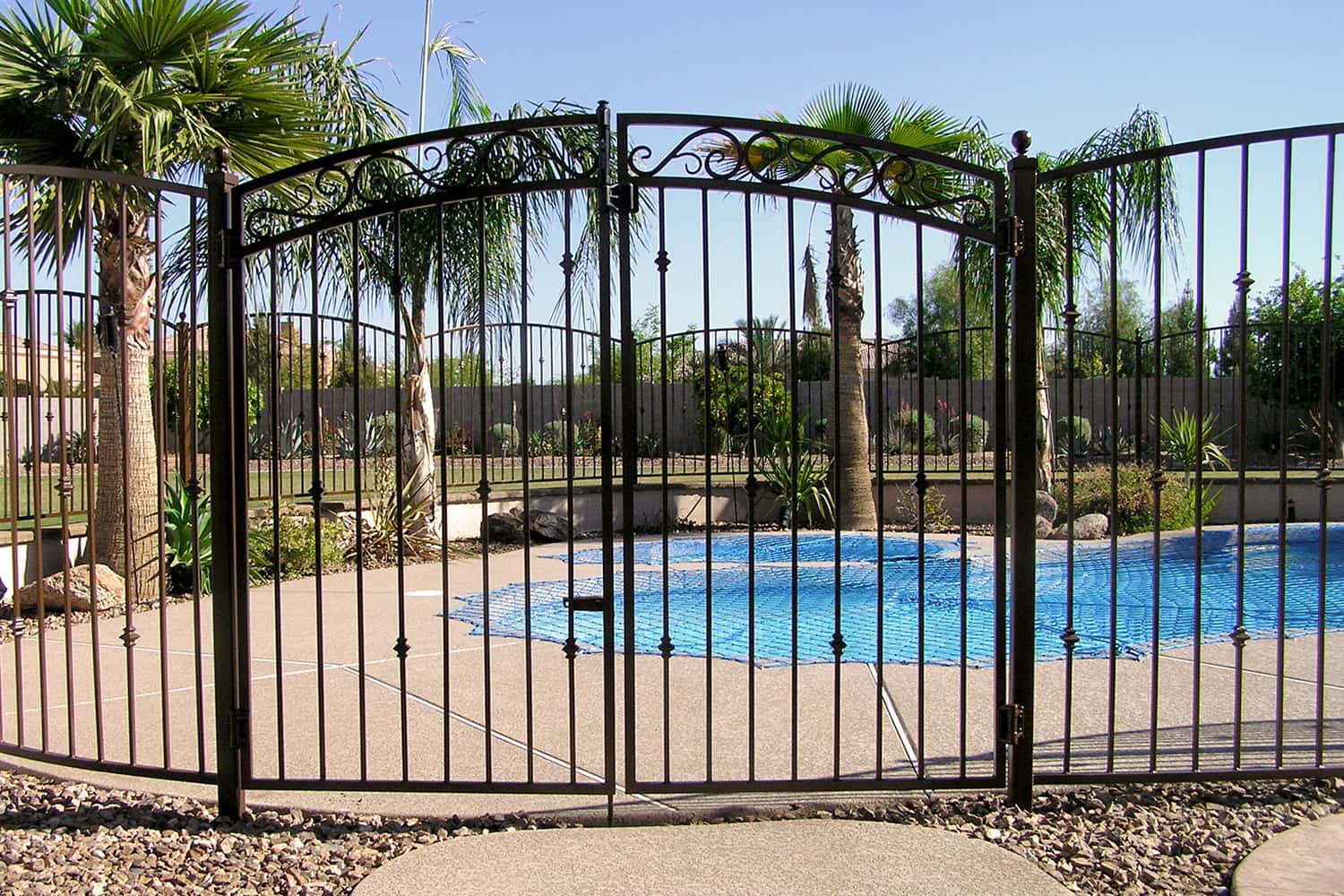 Double Decorative Arched Pool Gates
