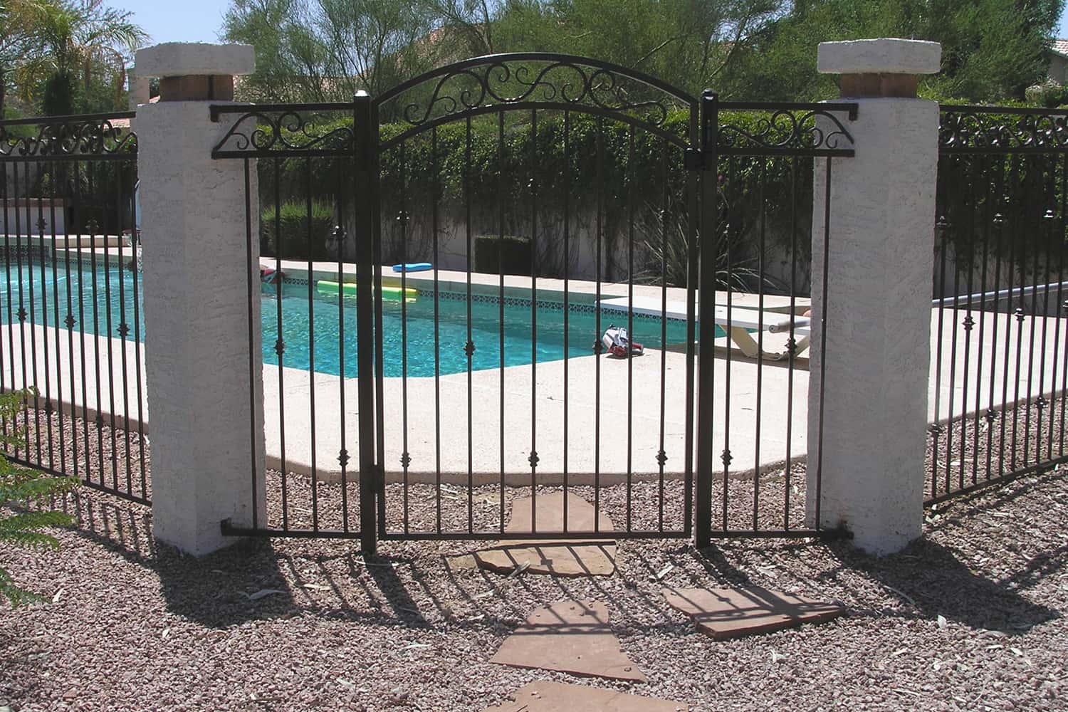 3-Rail Pool Fence with Arched Decorative Gate