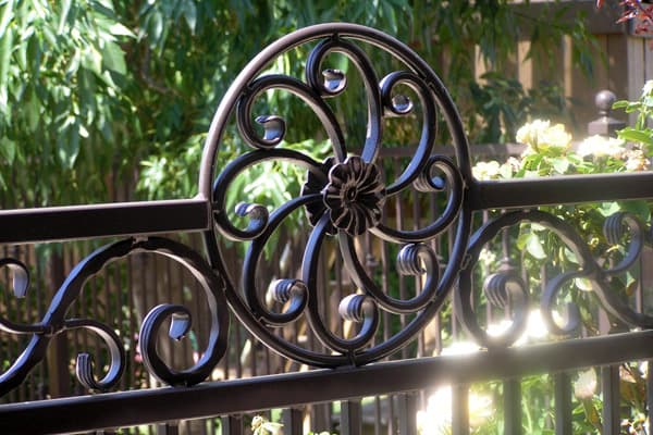 Wrought Iron Fence with Decorative Scrolls