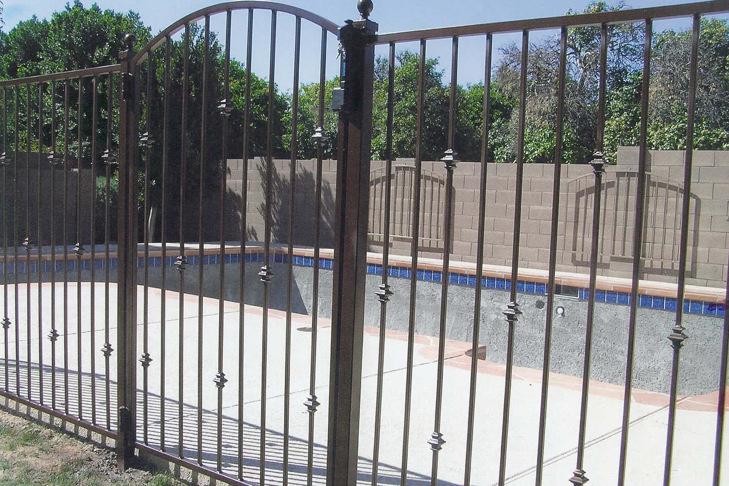 Pool Fence with Decorative Knuckles and Arched Gate
