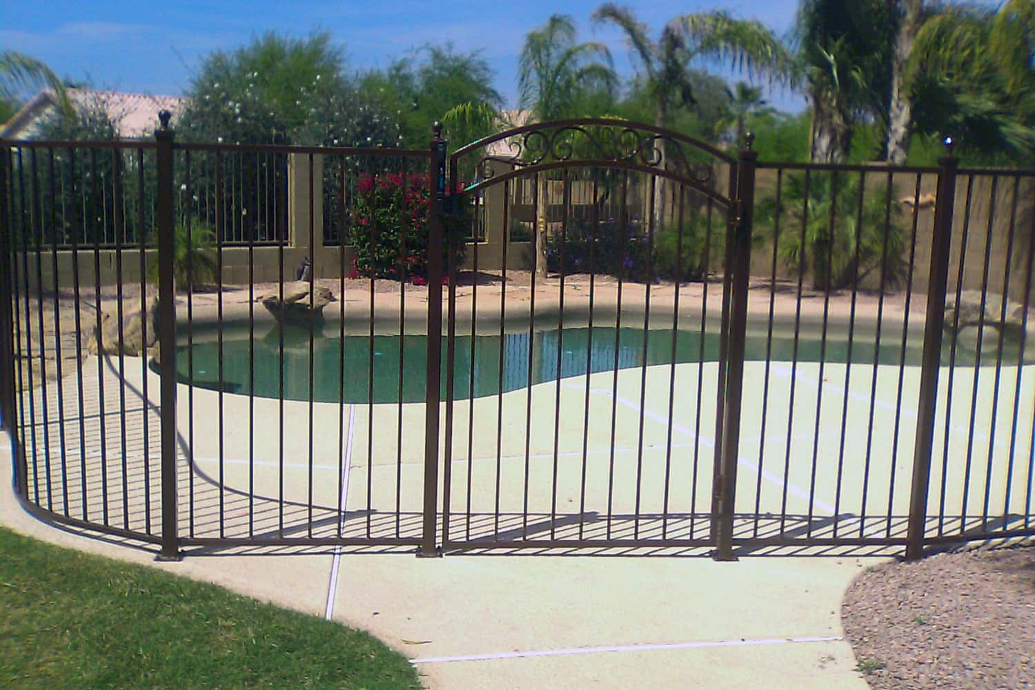 Pool Safety Fencing with an Arched Gate